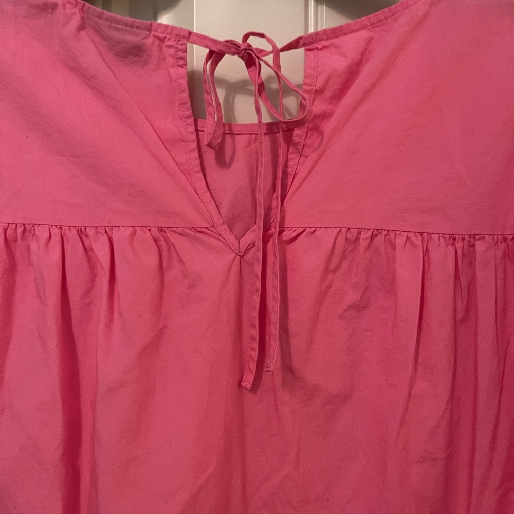 WHO WHAT WEAR Women’s asymmetrical tier pink ruffle short sleeve dress.  XXL - Picture 7 of 16